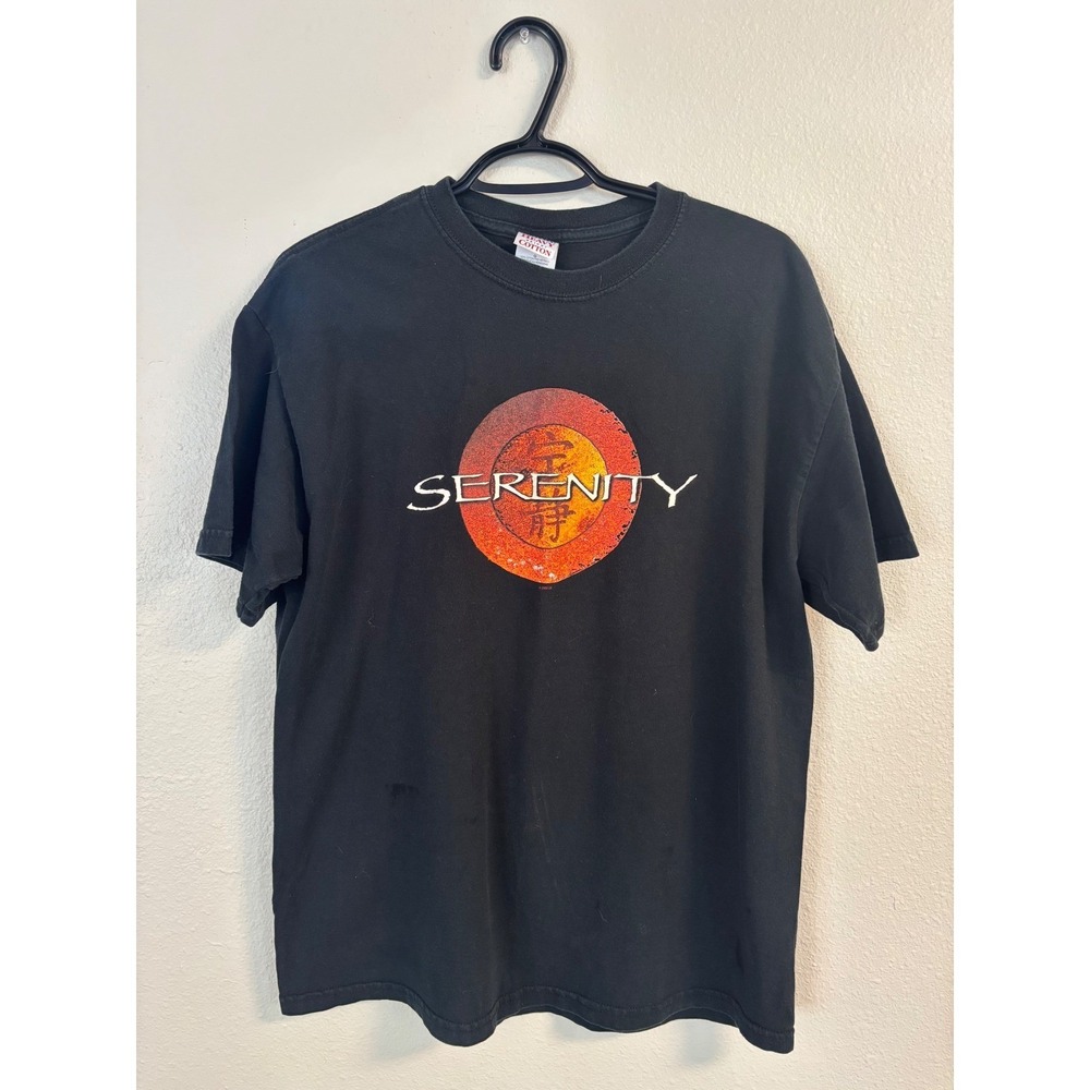 Serenity Movie Promo T-Shirt Mens Large‎ Black Firefly Sci-Fi 2005 Gildan Heavy